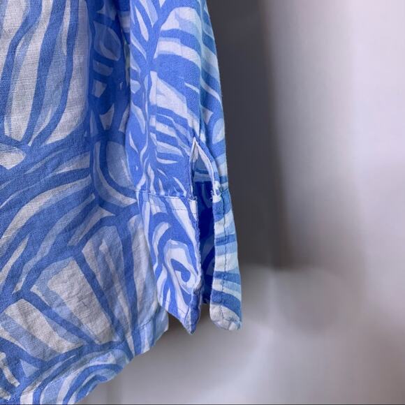 Vineyard Vines blue white seashell linen blend popover top size XS - Picture 8 of 10